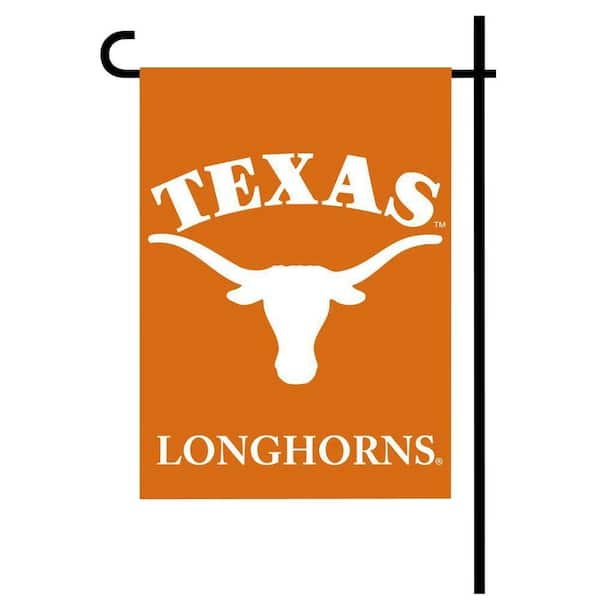 BSI Products NCAA 13 in. x 18 in. Texas 2-Sided Garden Flag Set with 4 ft. Metal Flag Stand