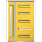 53 in. x 81.75 in. Davina Frosted Glass Right-Hand Inswing 5-Lite Modern Painted Steel Prehung Front Door with Sidelite