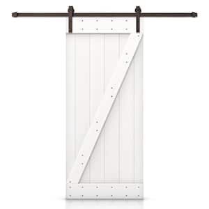 20 in. x 84 in. Z-Series White Stained DIY Knotty Pine Wood Interior Sliding Barn Door with Hardware Kit