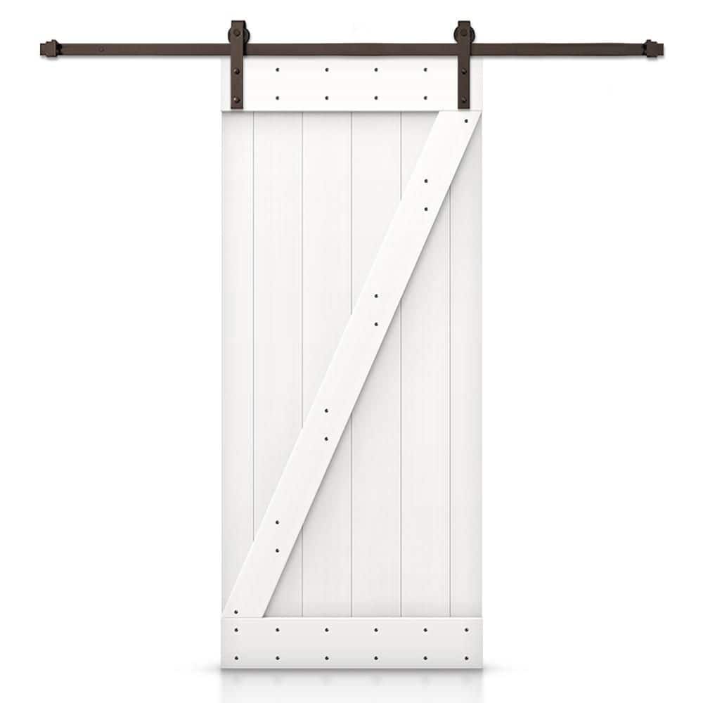 48 in. x 80 in. Z Series White Stained DIY Wood Interior Sliding Barn Door with Hardware Kit price history on PriceWatchPro