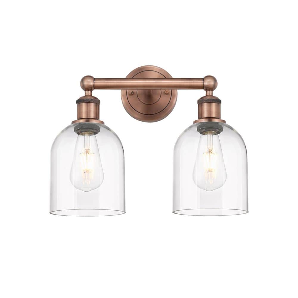 Bella 14.5 in. 2-Light Antique Copper Vanity Light with Glass Shade price history on PriceWatchPro