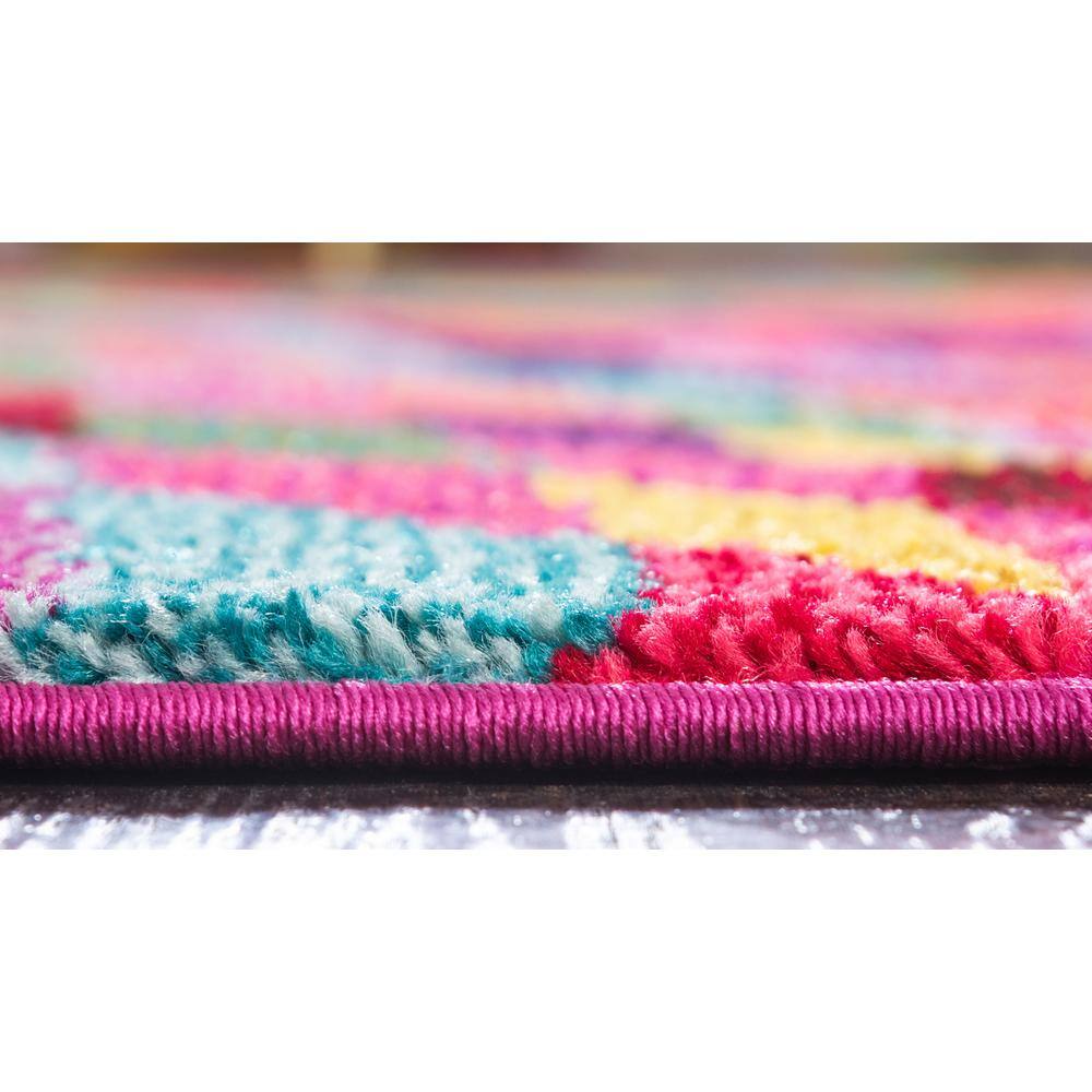 Colorful Geometric Multi-Color Synthetic 8' x 10' Area Rug