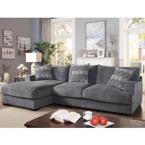 Gimbrel 115.25 in. Gray 2-Piece Chenille L-Shaped Left Facing Sectional Sofa
