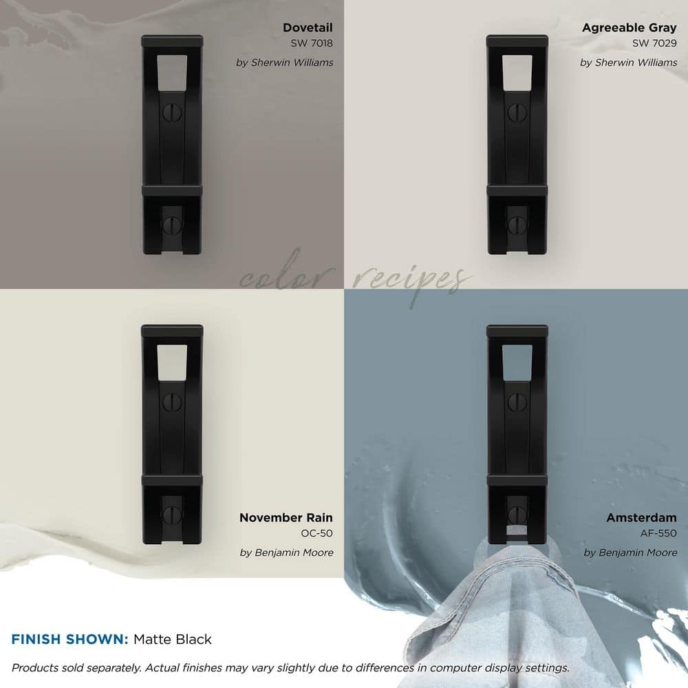 Matte Black Double Prong Metal Decorative Wall Hook
