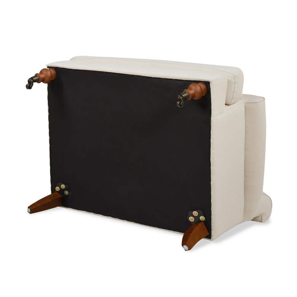 Light Beige Velvet Lawson Accent Chair with Wood Legs