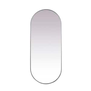 Timeless Home 30 in. W x 72 in. H x Modern Metal Framed Oval Silver Mirror