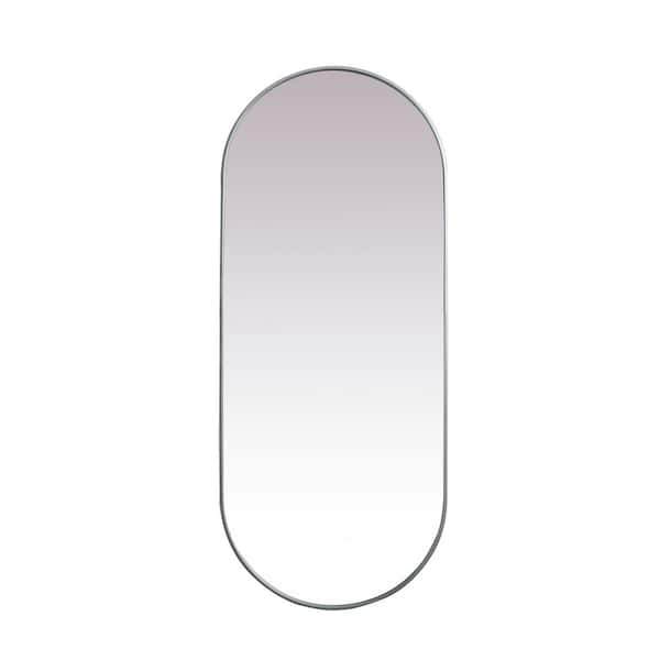 Unbranded Timeless Home 30 in. W x 72 in. H x Modern Metal Framed Oval Silver Mirror