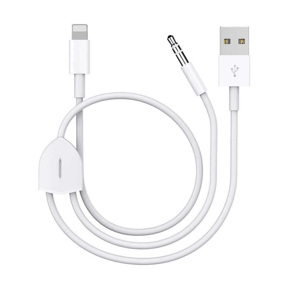 OBJLGEV Upgraded Aux Cord for iPhone Lightning to 3.5 mm Audio Charging Cable for Car Stereo Speakers Headphones 3.94 ft. White
