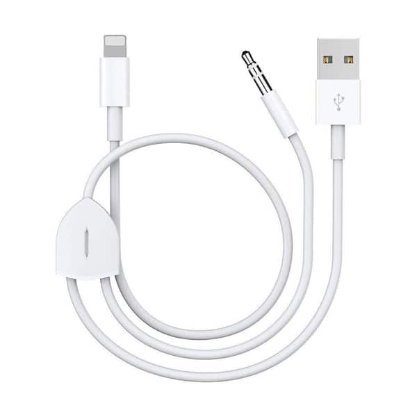 Upgraded Aux Cord for iPhone Lightning to 3.5 mm Audio Charging Cable for Car Stereo Speakers Headphones 3.94 ft. White