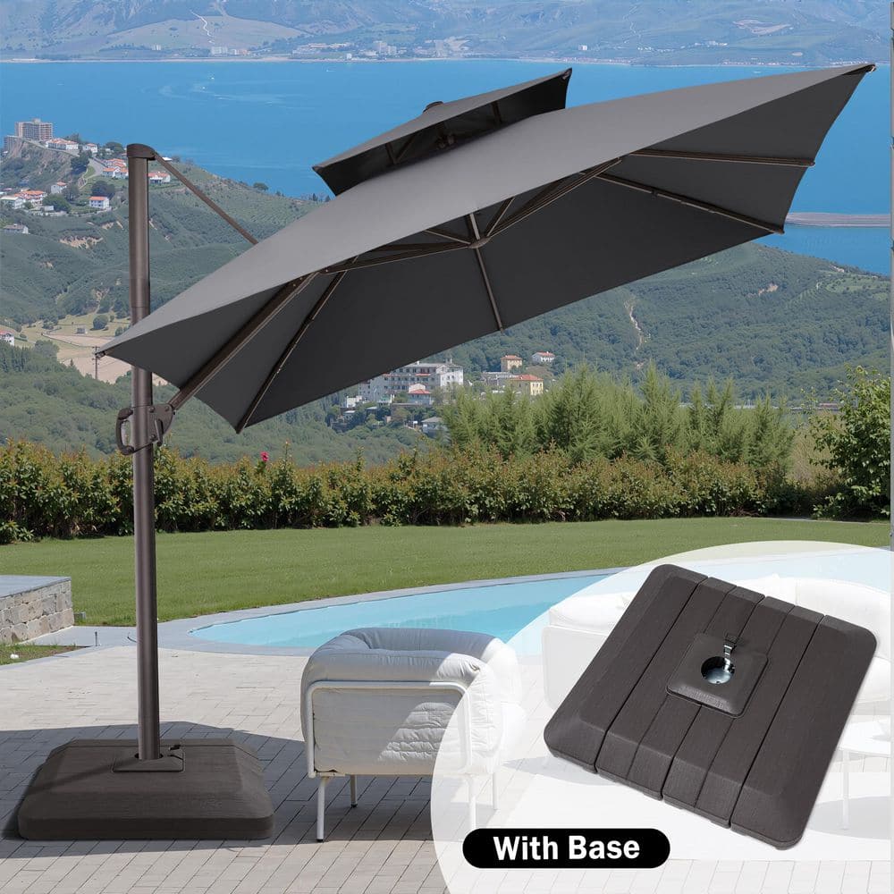 10 ft. Square Patio Cantilever Umbrella in Dark Gray Tiltable Outdoor Offset Umbrella with Fillable 240 lb. HDPE Base price history on PriceWatchPro