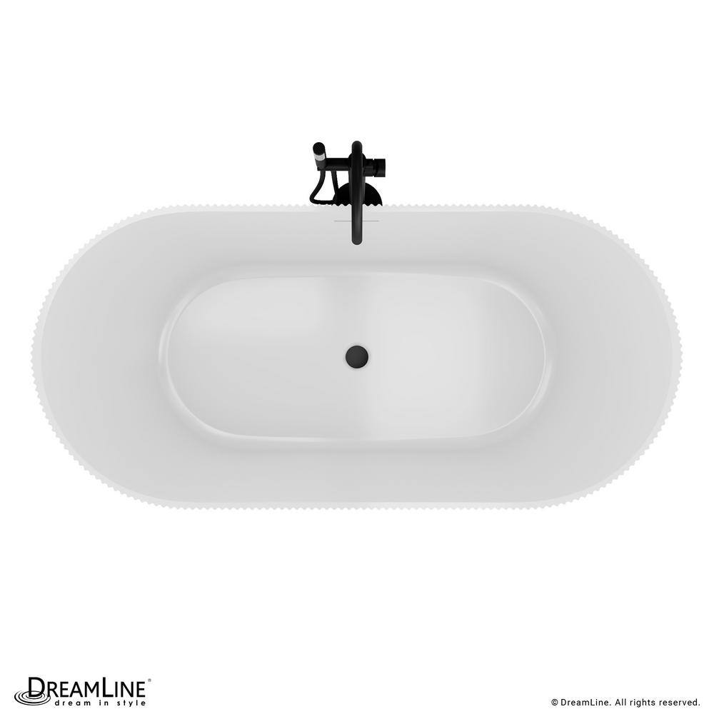 Charisma 59" White Ribbed Freestanding Acrylic Soaking Bathtub