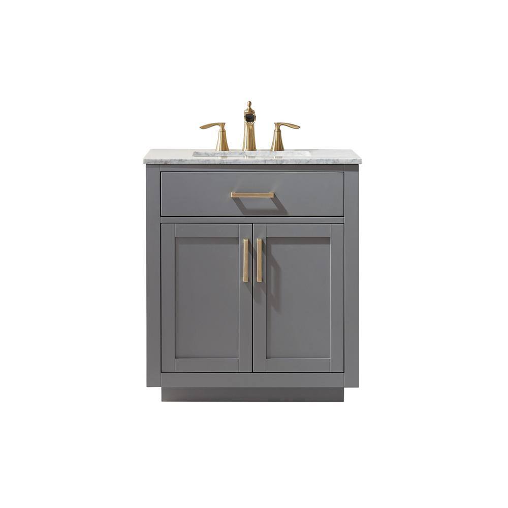 Gray 30" Single Bathroom Vanity with Carrara Marble Top