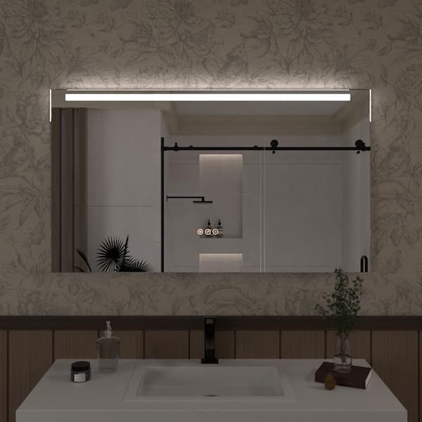 Hermitage Bath Spring 42 in. W x 24 in. H Rectangular Frameless LED Wall Bathroom Vanity Mirror