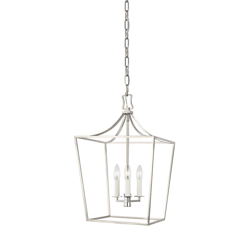 Southold 13.5 in. W x 20.75 in. H 3-Light Polished Nickel Small Steel Frame Lantern Chandelier with No Bulbs Included price history on PriceWatchPro