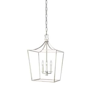 Southold 13.5 in. W x 20.75 in. H 3-Light Polished Nickel Small Steel Frame Lantern Chandelier with No Bulbs Included