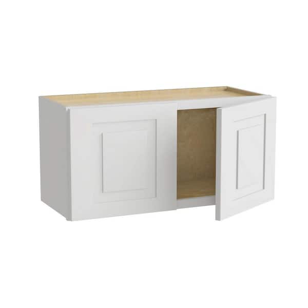 Home Decorators Collection Grayson 36 in. W x 24 in. D x 12 in. H Assembled Plywood Wall Bridge Kitchen Cabinet in Pacific White with Soft Close