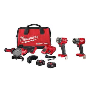 M18 FUEL 18V Lithium-Ion Grinder and 3/8 in. Impact Wrench Combo Kit (2-Tool) with Mid Torque 1/2 in. Impact Wrench