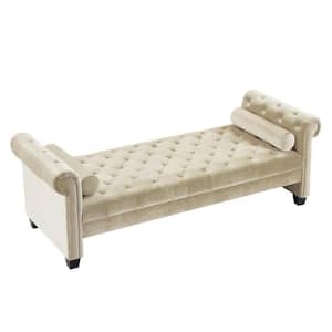 Lvory Rectangular Large Tufted Sofa Stool with Pillows Ottoman