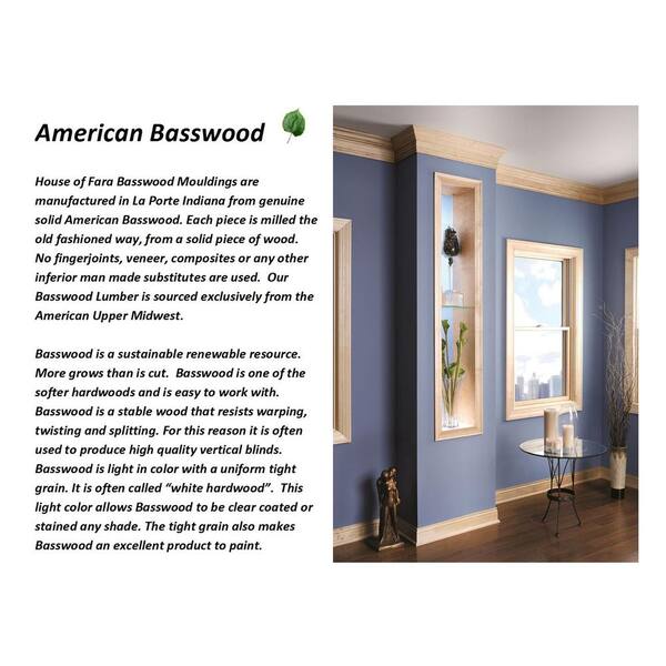 HOUSE OF FARA .88 in. x 2.71 in. x 84 in. Hardwood Wood Casing/Chair Rail Moulding