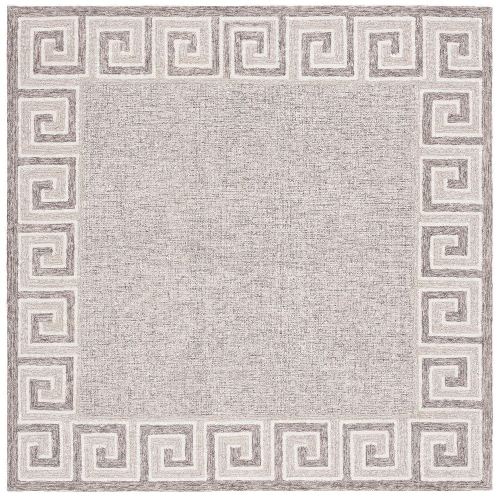 Ebony 6 ft. x 6 ft. Dark Gray/Ivory Aztec Border Square Area Rug price history on PriceWatchPro
