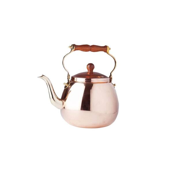 Old Dutch 4 Qt. Tea Kettle with Wood Handle in Solid Copper