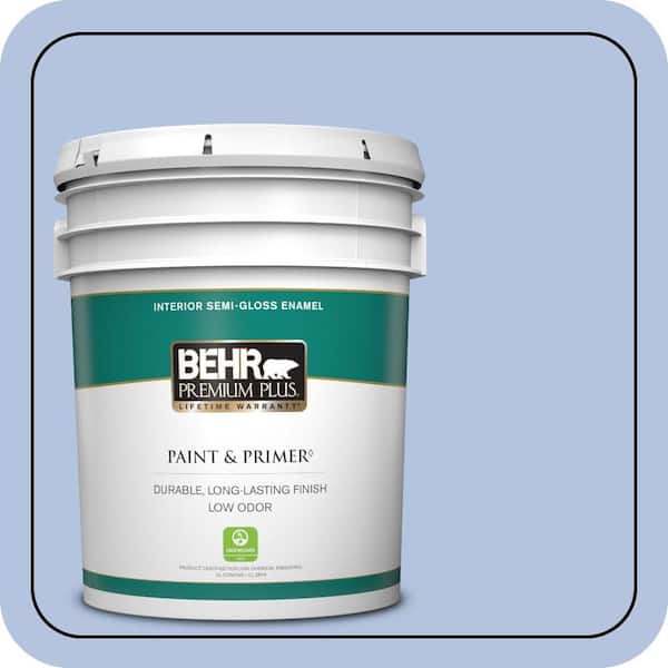 BEHR PREMIUM PLUS 5 gal. #600C-3 Periwinkle Bud Semi-Gloss Enamel Low Odor Interior Paint & Primer
