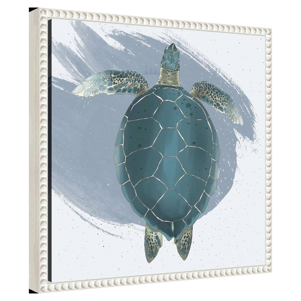 Sea Turtle Beaded Framed Canvas Wall Art
