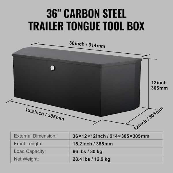 VEVOR Trailer Tongue Tool Storage Chest 36 in. x 12 in. x 12 in. Carbon  Steel Truck Tool Box w/Lock Keys for Trailer Pickup T36X12X12INCHJ5V8V0 -  The Home Depot