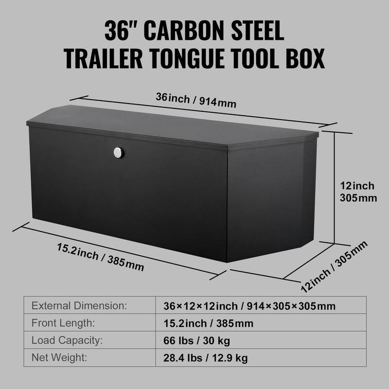 Carbon Steel Tongue Box Tool Chest Utility Trailer Tongue Tool Box for Pickup Truck Bed Sturdy and Lightweight