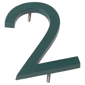 16 in. Hunter Green Aluminum Floating or Flat Modern House Numbers 0-9 - 2