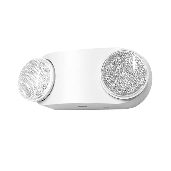 White 2-Head Integrated LED Emergency Light with 3.6-Volt Ni-Cad Battery, 90-Min Backup and 120/277VAC
