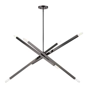 Everson 8 Light Black Chrome Sputnik Linear Chandelier for Dining Room with No Bulbs Included