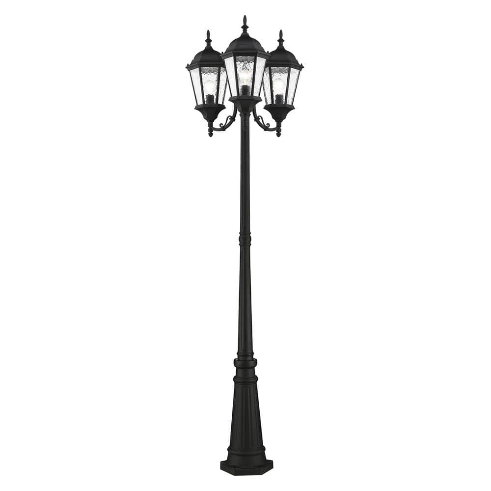 Hamilton 3 Light Textured Black Outdoor Post Top Lantern