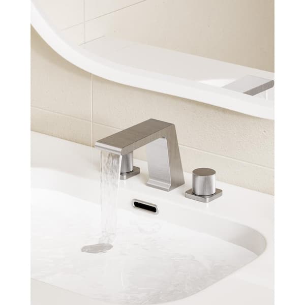 YAWWALK Double Handle Deck-Mount Roman Tub Faucet with Anti-slip in Brushed Nickel (Valve Included)