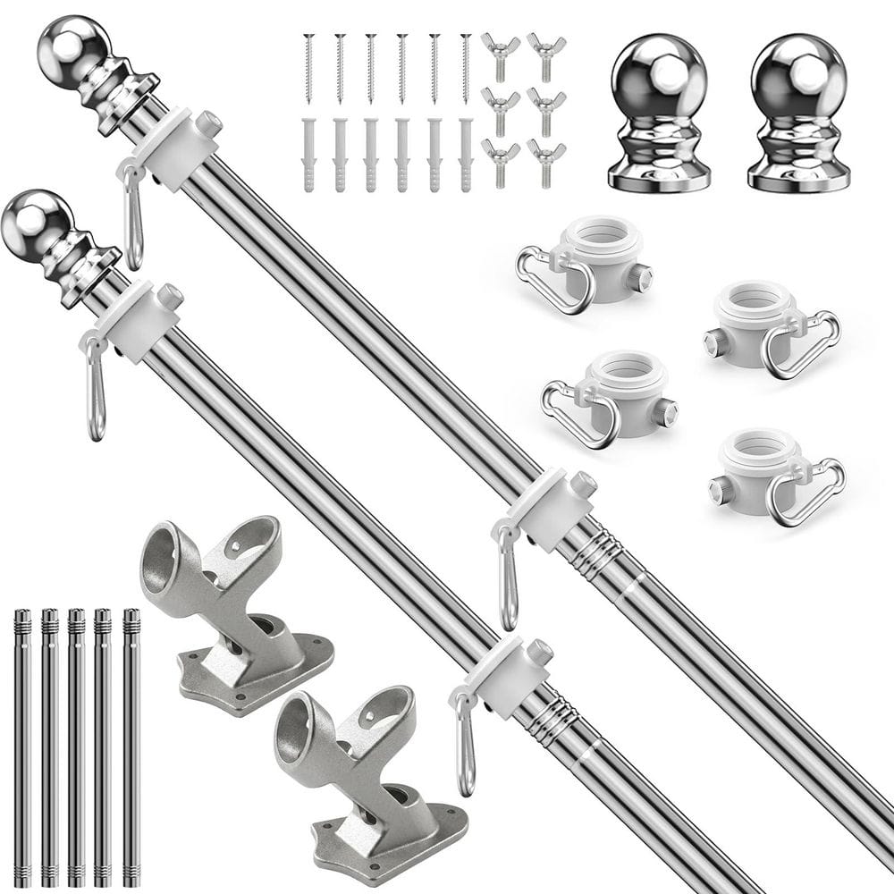 1 in. 2-Position Stainless Steel Flag Pole Kit with Tangle-Free Rotating Rings and 180 Degree Adjustable Holder 2-Pack price history on PriceWatchPro