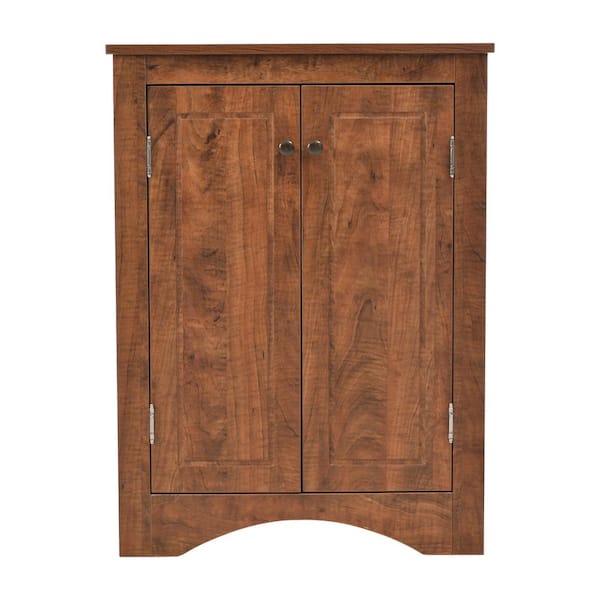Xzkai 23.6 in. W x 17.2 in. D x 31.5 in. H in Brown MDF Freestanding Triangle Corner Linen Cabinet with Adjustable Shelves