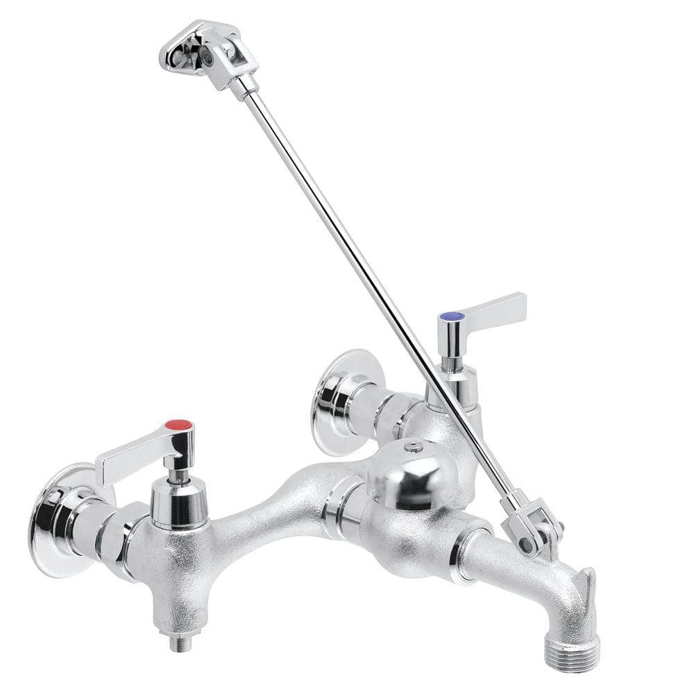 Commander Chrome Wall Mount Utility Sink Faucet with Cross Handles
