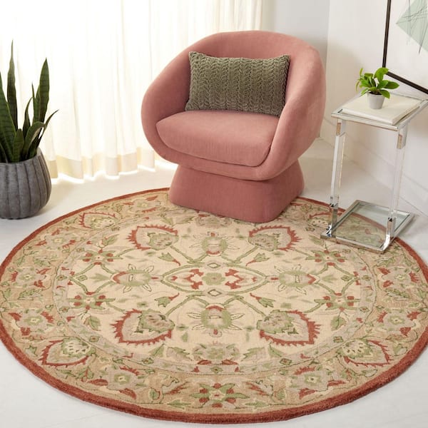 Antiquity 6 ft. x 6 ft. Rust/Ivory Forest Medallion Round Area Rug