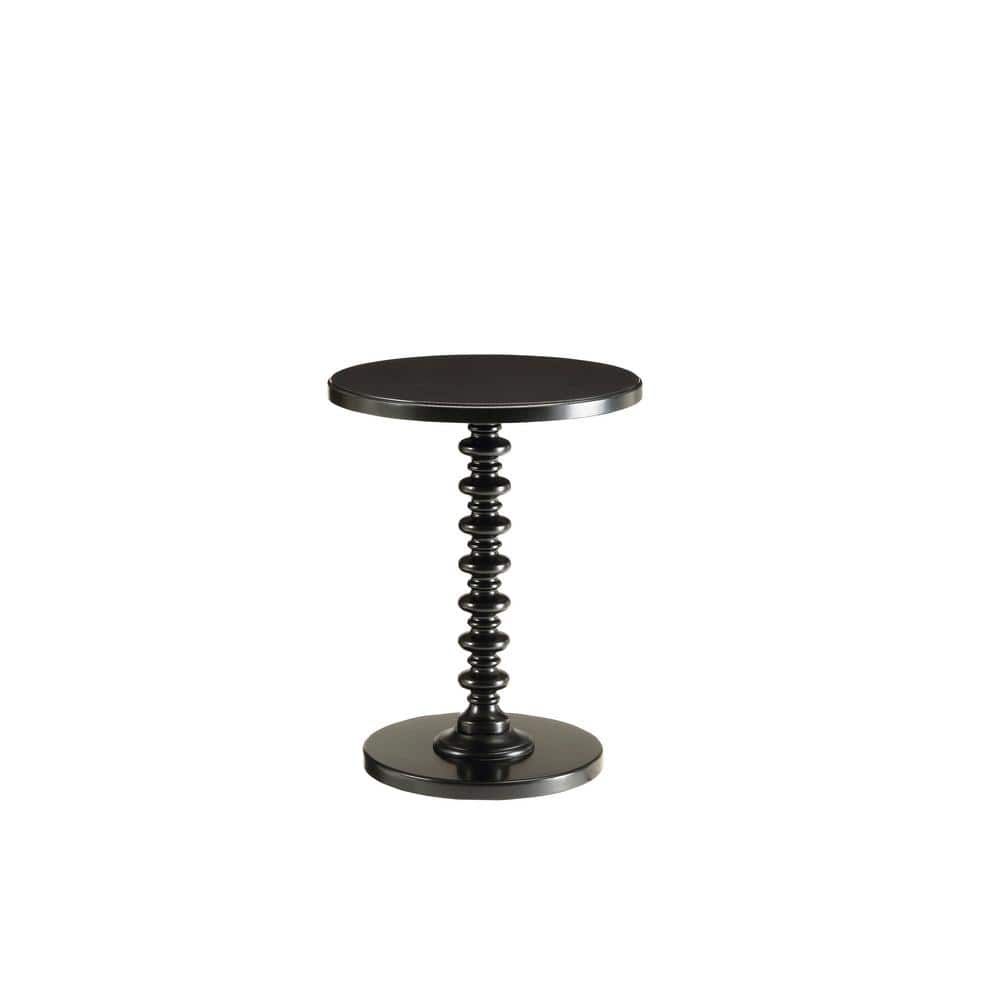 Elegant Glossy Black Wooden Round Pedestal Side Table