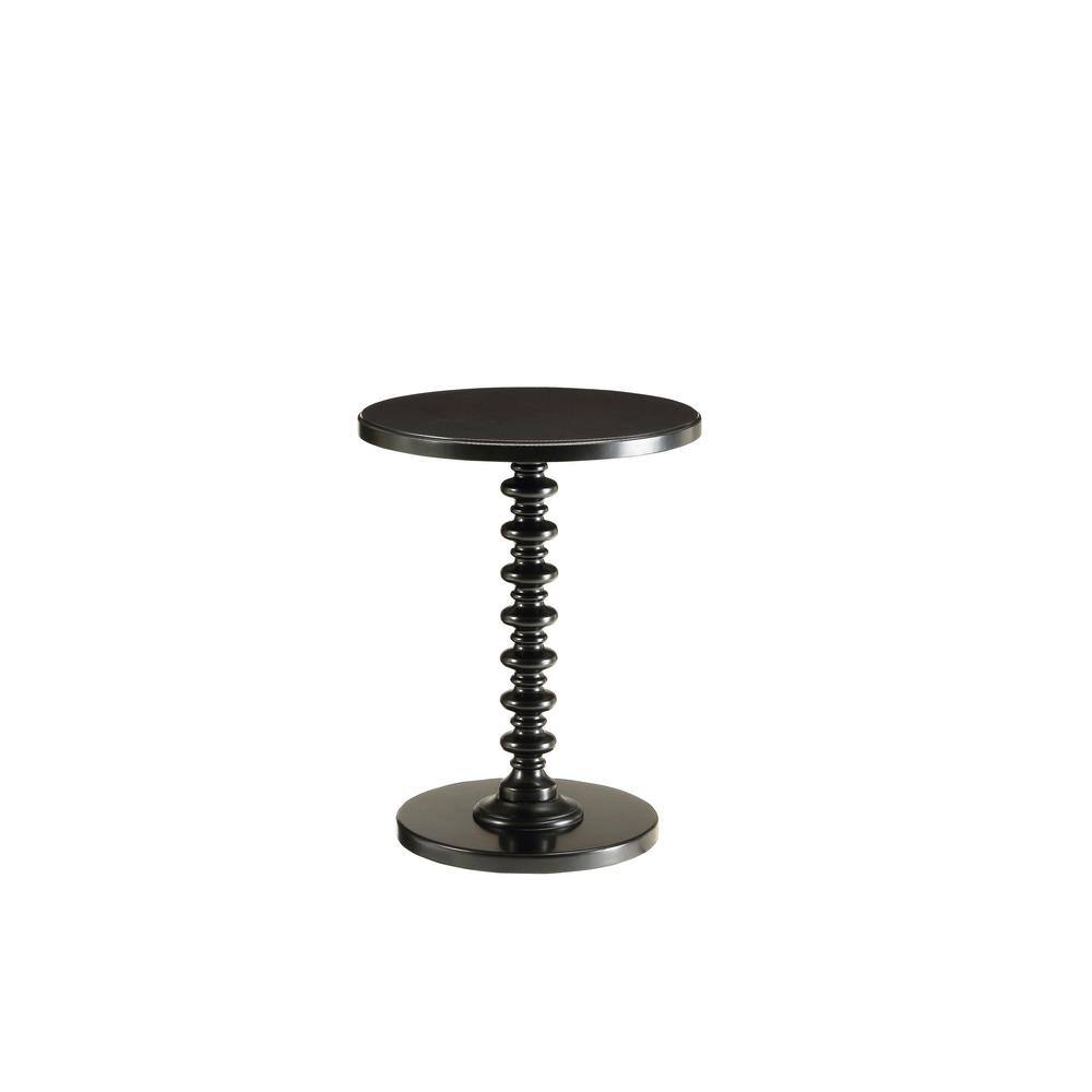 Elegant Glossy Black Wooden Round Pedestal Side Table