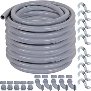 3/4 in. x 150 ft. Gray Non-Metallic PVC Flexible Liquid Tight Conduit with Conduit Connector Fittings UL Certification