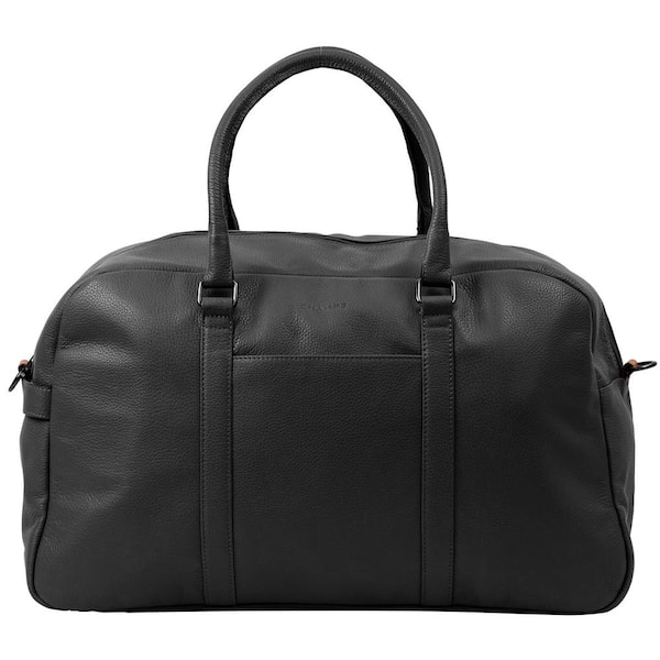 Onyx Collection 20 in., Black Leather Duffle Bag Backpack with RFID