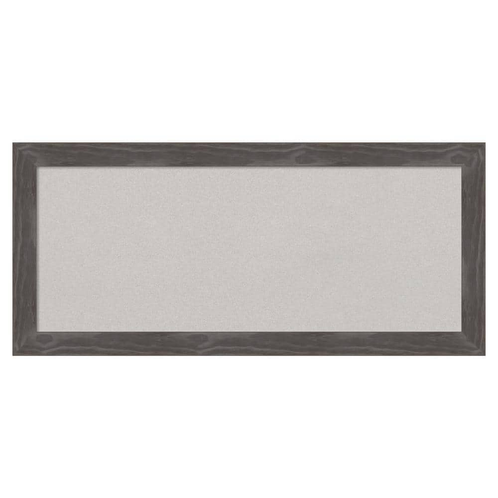 Amanti Art Woodridge Rustic Grey Wood Framed Grey Corkboard 33 in. x 15 ...