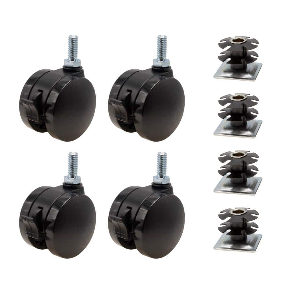2 in. Black Furniture Swivel Brake Caster 440 lbs. Load Rating for 1-1/4 in