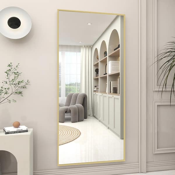 71 in. H x 31 in. W Classic Rectangular Gold Framed Aluminum Alloy Full Length Leaning Mirror