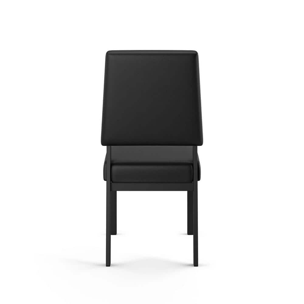 Charcoal Black Faux Leather Parsons Side Chair with Metal Frame