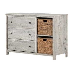 Cotton Candy Seaside Pine 3-Drawer and Baskets 45.75 in. Dresser without Mirror