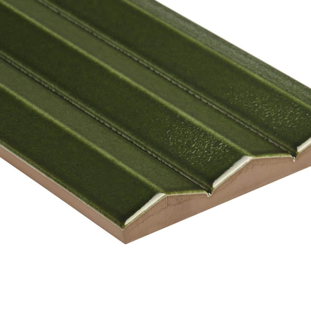 Apex Verde Green 5" x 16" 3D Polished Porcelain Wall Tile