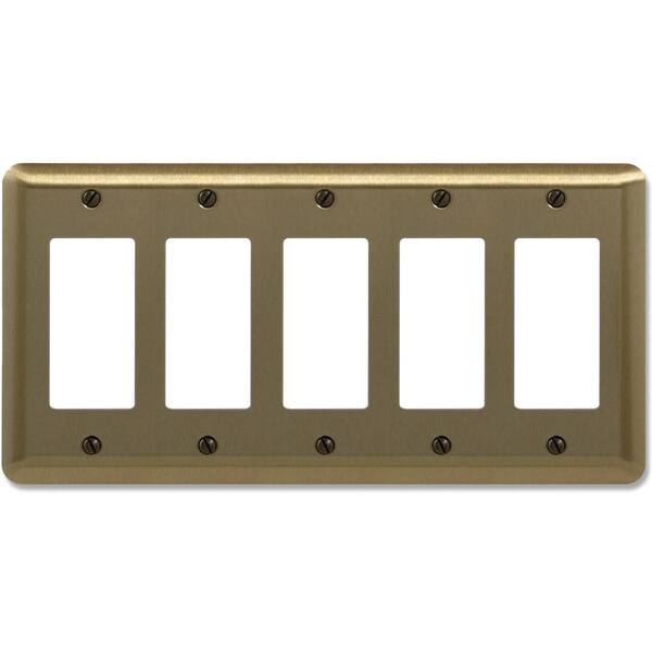 AMERELLE Steel 5 Decora Wall Plate - Brushed Brass