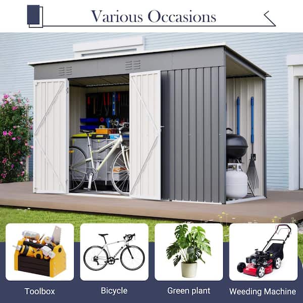 10 ft. W x 4 ft. D Outdoor Metal Storage Shed for Garden Tools